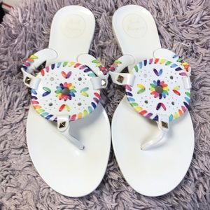 Jack Rogers size 8 white/multicolor flip flops